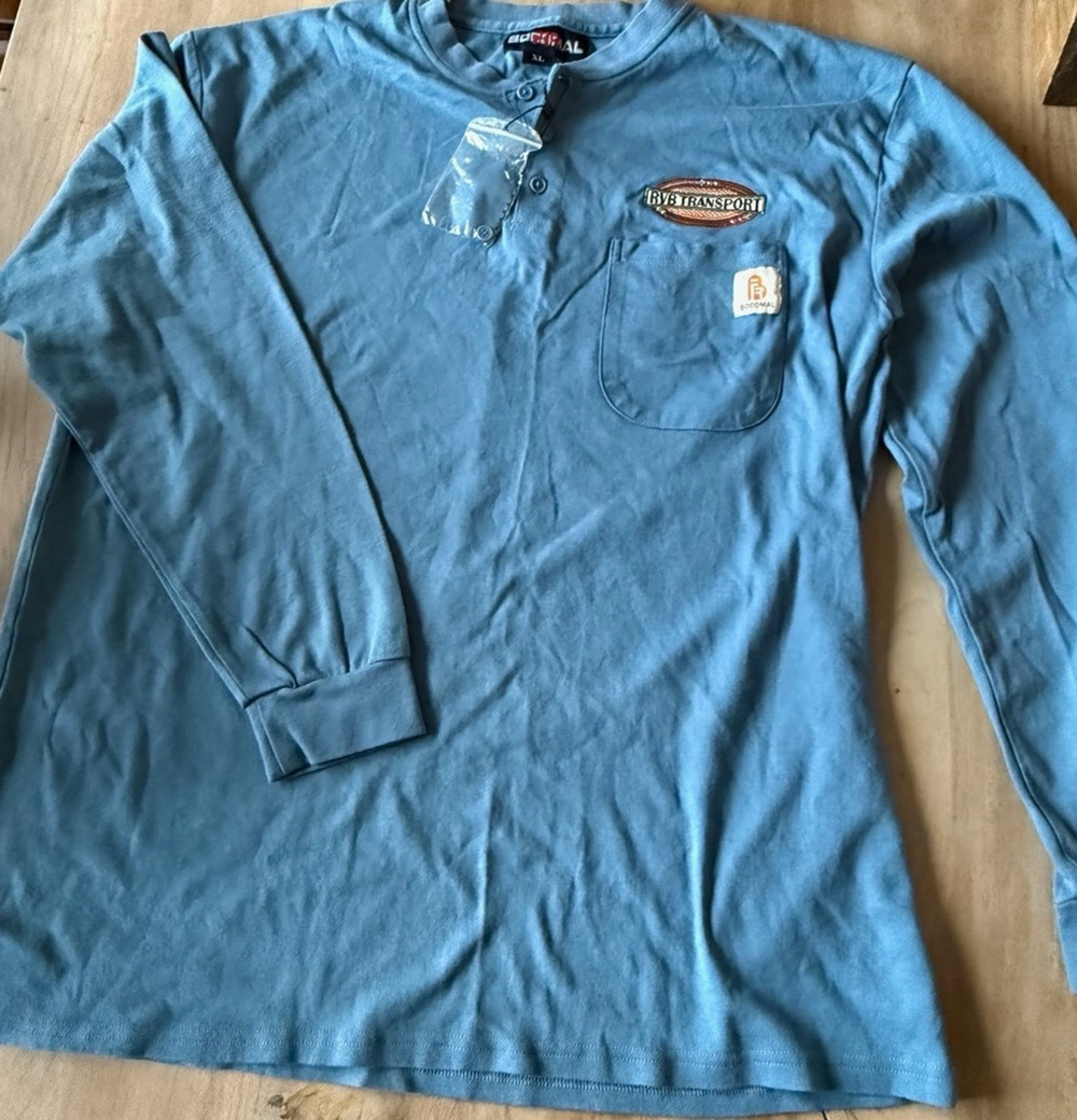 Bocomal FR Flame Resistant Henley Shirt XL Blue CAT2 NFPA2112 w/ RVB Transport P
